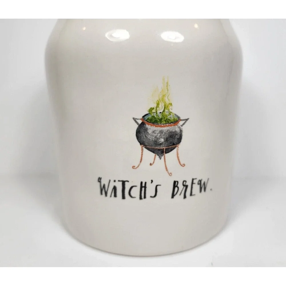 Rae‎ Dunn Witches Brew Canister Halloween Magenta Artisan Collection Cauldron